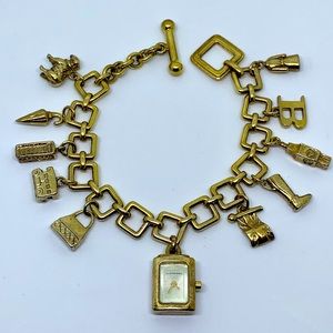 Burberry Charm 18K Gold Plated Bracelet Watch